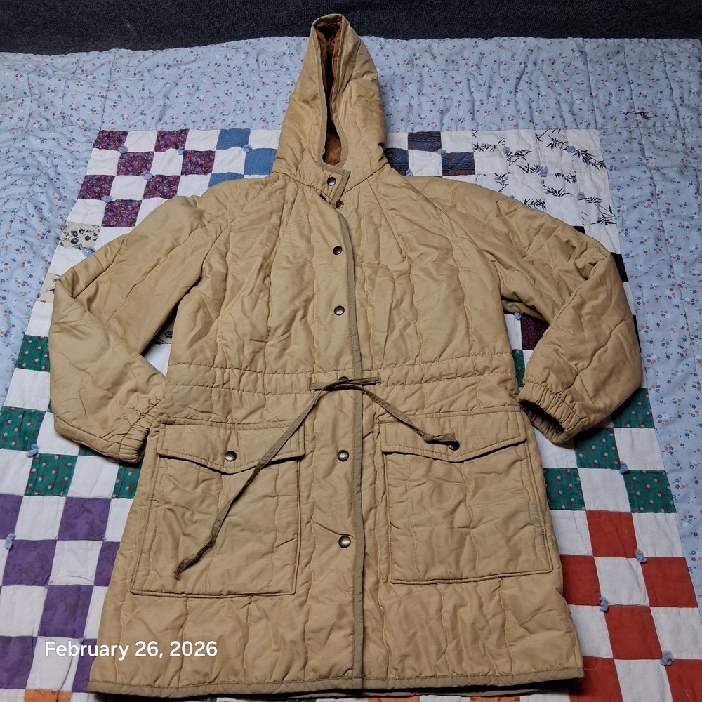 Vintage White‎ Bear St Paul Jacket Women Medium Brown Snap Hooded Winter Coat